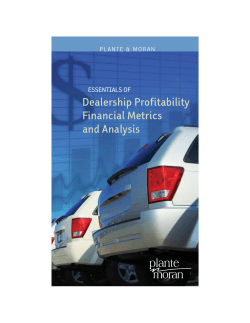 ESSENTIALS OF Dealership Profitability Financial