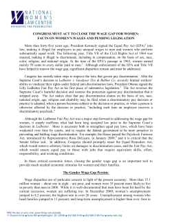 CONGRESS MUST ACT TO CLOSE THE WAGE GAP FOR WOMEN