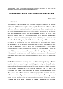 The South Asian Presence in Britain and its Transnational connections