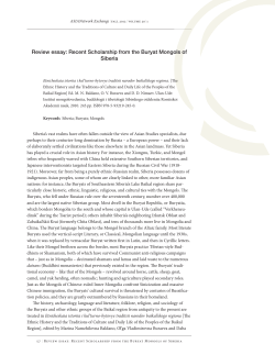 Review essay: Recent Scholarship from the Buryat Mongols of Siberia