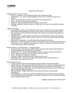 CHARTER HIGHLIGHTS Legislative Branch