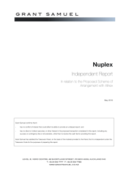 Nuplex - Takeovers Panel