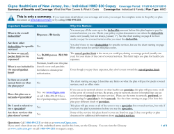 Cigna HealthCare of New Jersey, Inc.: Individual HMO $30 Copay