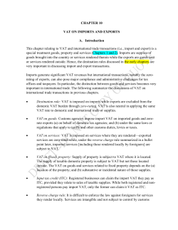 CHAPTER 10 VAT ON IMPORTS AND EXPORTS A. Introduction