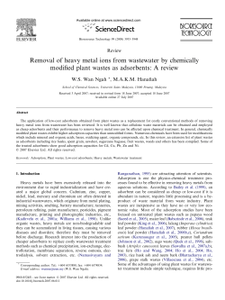 Removal of heavy metal ions from wastewater by chemically