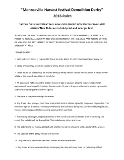 "Monroeville Harvest festival Demolition Derby&rdquo; 2016 Rules