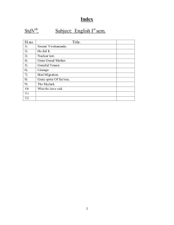 Index StdV . Subject: English I sem. - Uday Pre