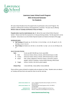 Lawrence Lower School Lunch Program 2015‐16 Second Semester