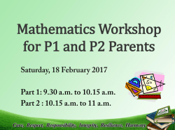 Mathematics Workshop for P1 and P2 Parents