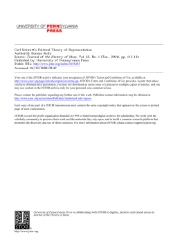 Carl Schmitt`s Political Theory of Representation Duncan Kelly