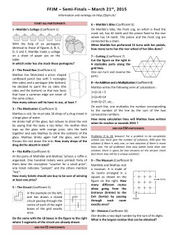 FFJM &ndash; Semi-Finals &ndash; March 21st, 2015