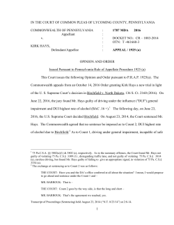 Commonwealth vs. Hays - Lycoming Law Association