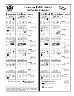 Lawrence Public Schools 2015-2016 Calendar
