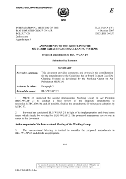 IMO INTERSESSIONAL MEETING OF THE BLG WORKING GROUP