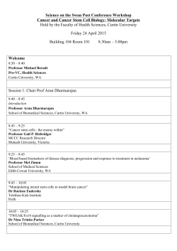 Science on the Swan Post Conference Workshop Cancer and