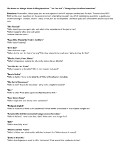 The House on Mango Street Guiding Questions "The First Job