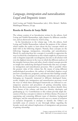 Language, immigration and naturalization: Legal and linguistic issues