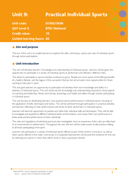 Unit 9: Practical Individual Sports - Edexcel