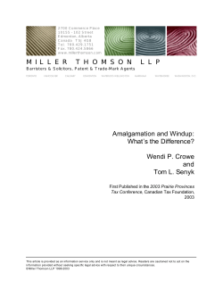 M I L L E R   T H O M S O N   L L P Amalgamation and Windup