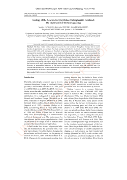 Ecology of the field cricket - DEPARTMENT OF BEHAVIOURAL
