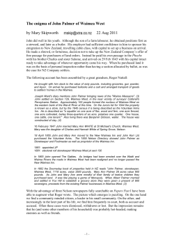 The enigma of John Palmer of Waimea West