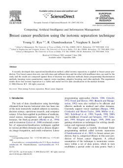 Breast cancer prediction using the isotonic separation technique