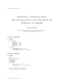 Addition, Subtraction, Multiplication and Division of