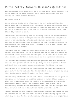 Putin Deftly Answers Russia`s Questions