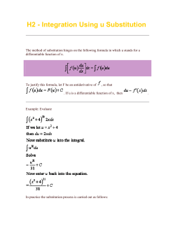 H2 - Integration Using u Substitution