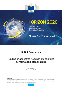 H2020 Programme Funding of applicants from non