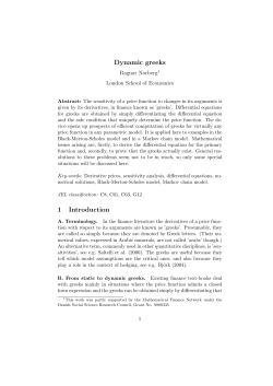 Dynamic greeks 1 Introduction