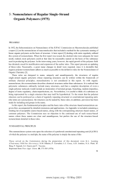 Nomenclature of Regular Single-Strand Organic Polymers