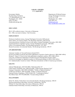 SARAH A. BINDER CV - Brookings Institution
