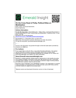 Elites, Policy, and Social Movements