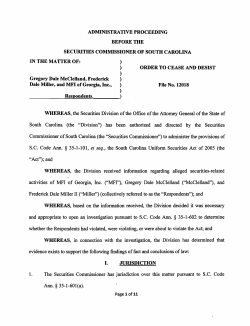 Order - South Carolina Attorney General