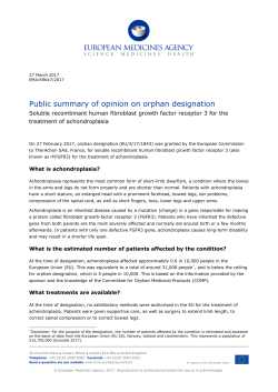 Public summary of opinion on orphan - EMA