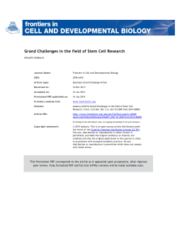 Grand Challenges in the field of Stem Cell Research