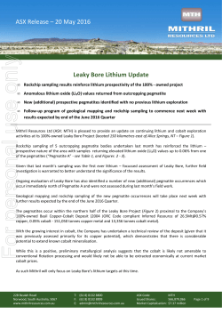 20160520 Leaky Bore Lithium Update FINAL
