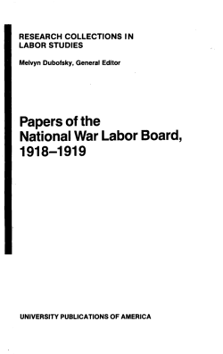 Papers of the National War Labor Board
