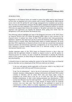 Analysis of the draft TISA Annex on Financial Services (dated 23