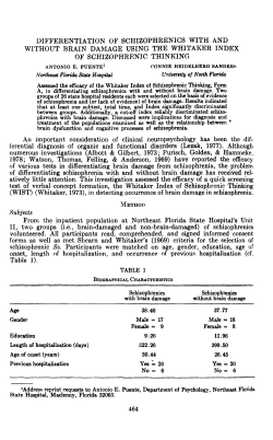 differentiation of schizophrenics with and