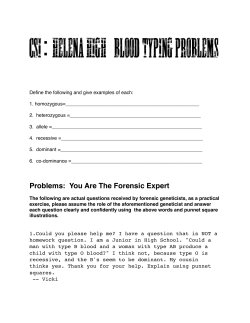 Blood Typing Problems - Helena High Forensic Science