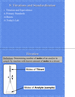 5: Titrations and Standardization Titration