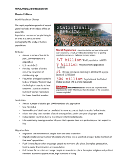 POPULATION AND URBANIZATION Chapter 15 Notes World