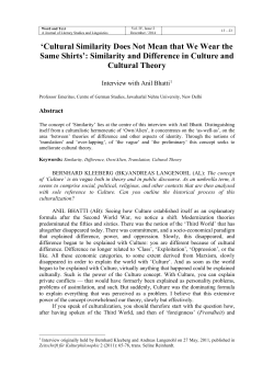Cultural Similarity Does Not Mean that We Wear the