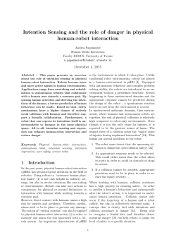 Intention Sensing and the role of danger in physical human