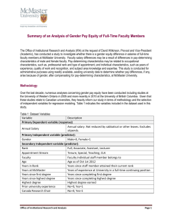Summary of an Analysis of Gender Pay Equity of Full