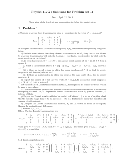 Physics 417G : Solutions for Problem set 11 1 Problem 1