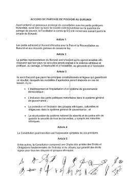 Accord de Partage de Pouvoir au Burundi