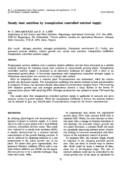 Steady state nutrition by transpiration controlled nutrient supply